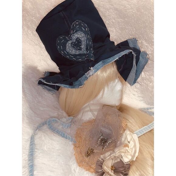 Custom Jean Embroidered Reversible Denim Floppy Top Hat Medium - Picture 4 of 14